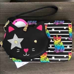 Betsey Johnson Rainbow Caticorn Wristlet & Change